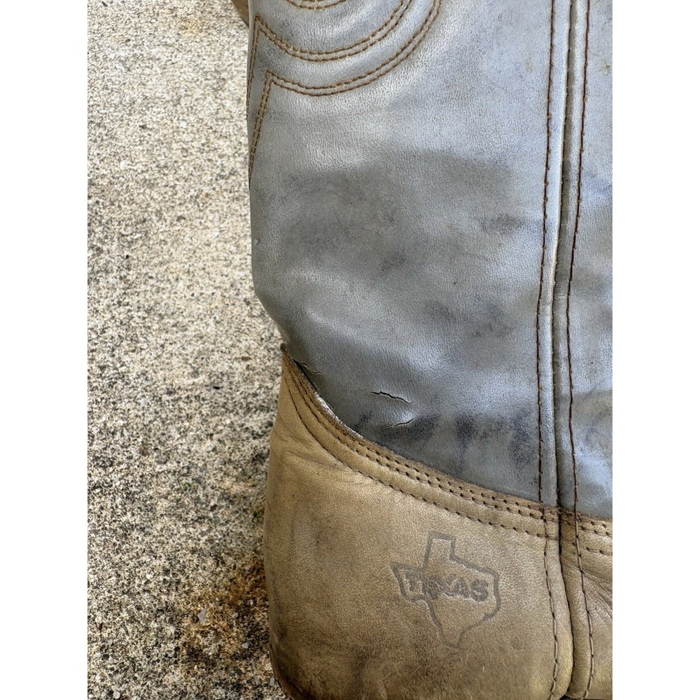 Vtg Texas Two Tone Gray 8 EE Men's Western Boots Cowboy - Picture 11 of 12